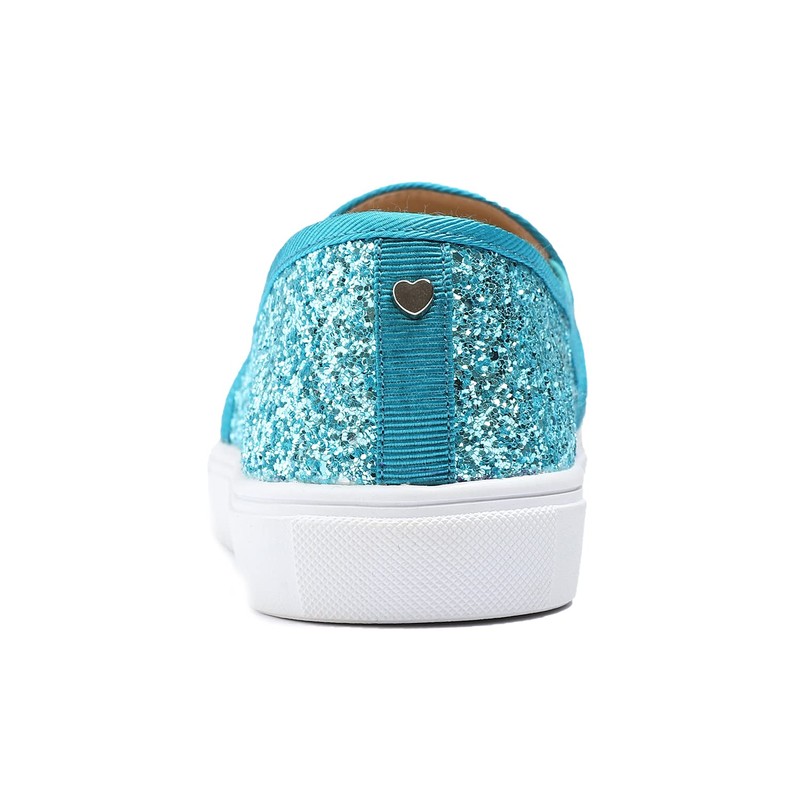 FEVERSOLE Mocasines planos informales para mujer, Turquesa(Turquoise Glitter), 8 US