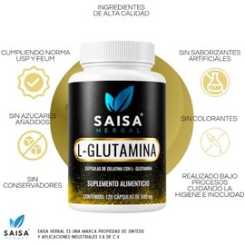 L-Glutamina 100 Puro 120 cápsulas con 500 mg cu. Calidad premium.