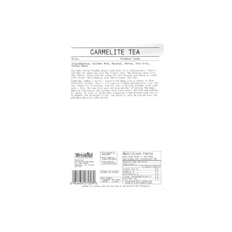 Carmelite Water Blend Tea (Loose) (4 oz, ZIN: 427255)