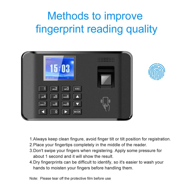 Sunydog Attendance Detection, Intelligent Biometric Fingerprint, Employee Attendance Detection, 2.4"