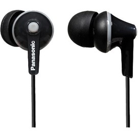 Panasonic RP-HJE125-K, 3.5mm ErgoFit Wired Earbuds, Noise Isolating In-Ear Stereo Earphones, Dynamic Clear Sound, Ergonomic Custom-Fit Earpieces (S/M/L), Large 9mm Driver, Long cord, No Mic - Black