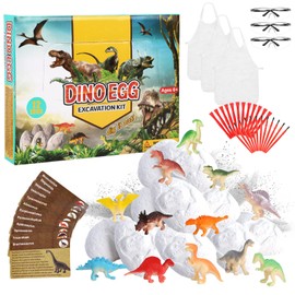 Dig Up Dinosaur Fossil Eggs,Easter Dig Dino Egg Dig Kit 12 Eggs Dinosaurs Excavation Tool Sets Science STEM Activity Dino Shaped Dig Bricks Easter Basket Stuffers Toys Party Gifts for Boys Girls Kids
