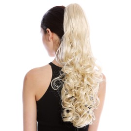 WIG ME UP - DM44-V-88 Hairpiece Ponytail Braid Long Curls Wet Look Highlighted Light Blonde 55 cm
