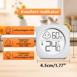 Pack of 2 - OPPERD Hygrometer & Room Thermometer - Small Digital Humidity Meter with Precise Thermometer Inside, Practical Moisture Meter for Bedroom, Children's Room, Living Room