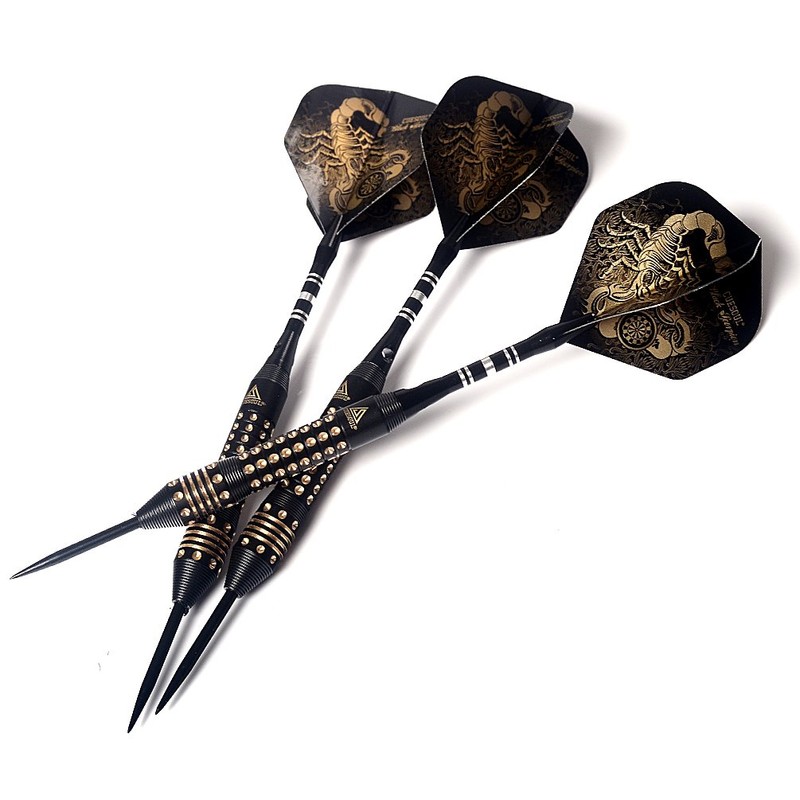 CUESOUL 22 grams Black Scorpion Steel Tip Darts Set with