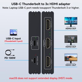USB-C Thunderbolt Splitter for 3 Monitors