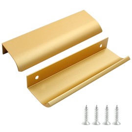 Auvotuis 2 Pack Rose Gold Cabinet Pulls, 120mm / 4.72" File Cabinet Handles, Edge Gold Hidden Drawer Door Cabinet Handle, Aluminum Finger Bar Pull for Home Kitchen Living Room Door Drawer