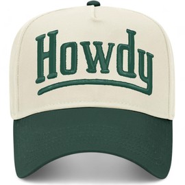 Howdy Bold Vintage Trucker Hat | Premium Snapback Baseball Hat for Men & Women (US, Alpha, One Size, Green/Natural)