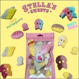 Swedish Candy BUBS Sampler with a Sweet and Sour Mix of popular BuBs Swedish  and also includes sampler of the popular swizzles-squishes vegan gluten free chewy candy- Snack, Bonbon- Freshly packed  weight approx 5oz of sweets