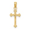 10K Solid Yellow Gold Beaded Holy Cross Necklace Religious Chain