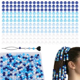 300PCS Mix Blue Large Hair Beads for Braids with Quick Beader