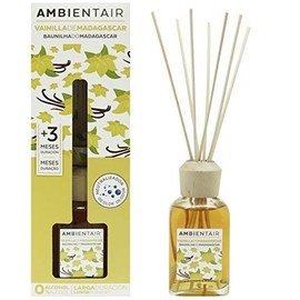 Ambientair Difusor de Varillas 100 ml – Aroma Vainilla de Madagascar – Mikado Clásico en Frasco de Vidrio – Aromatizante de Ambiente de Larga Duración