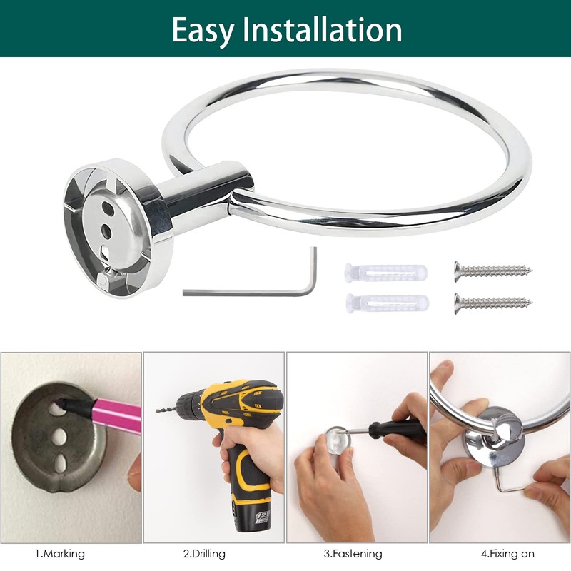 Towel Ring Stainless Steel Round Towel Rings Wall Mounted Towel