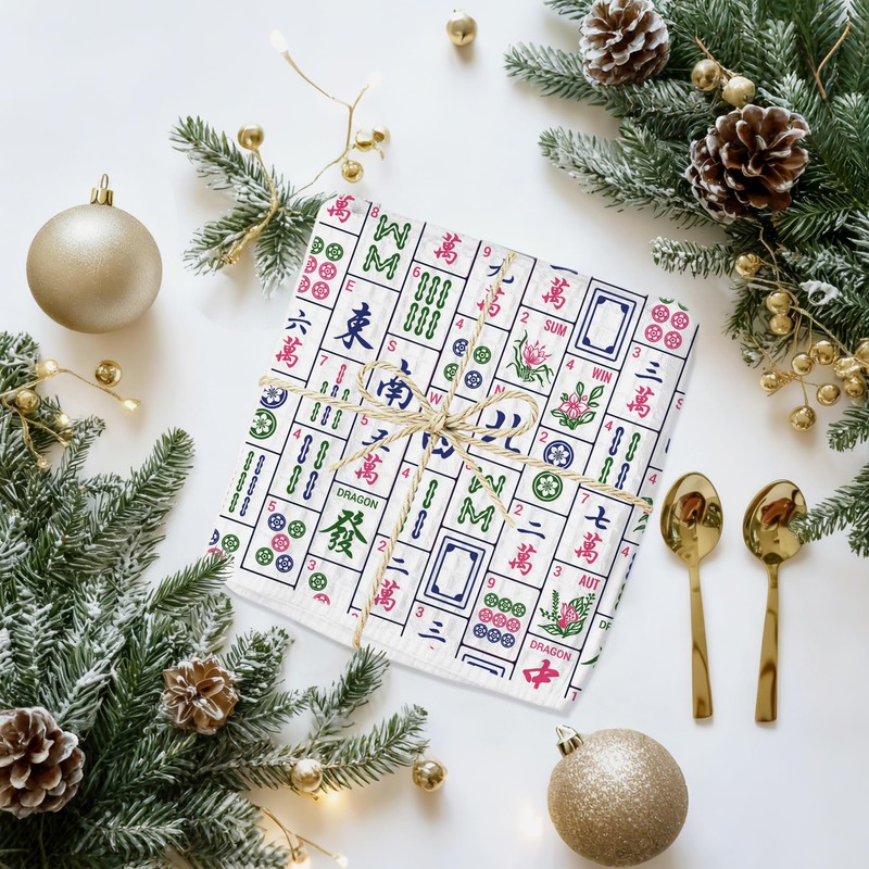 Mahjong Lover Player Gifts Kitchen Bathroom Hand Towels 16x24 Inch
