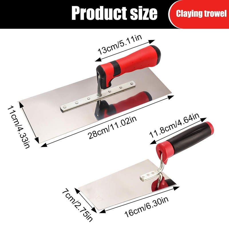 2 Pack Stainless Steel Masonry Trowel Stainless Steel Smoothing Trowel