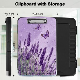 Clipboard with Storage,Office Supplies Nursing Clipboards Folder with Pen Holder Plastic Storage ClipBoard Foldable for Teacher Nurse,Sage Butterfly
