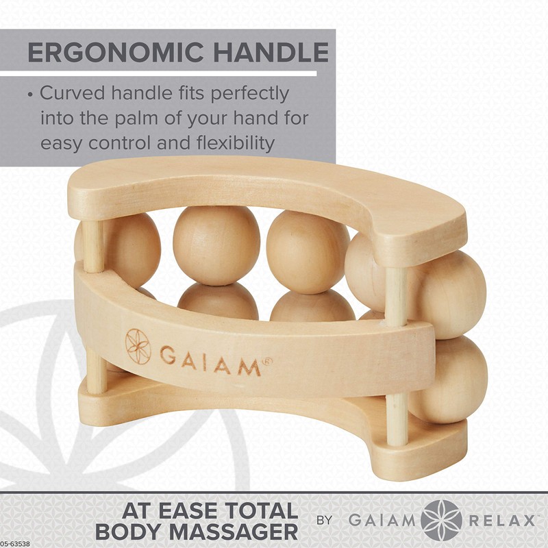 Gaiam Relax Massage Ball Roller - Handheld Wooden Total Body