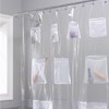 9 Mesh Pockets Shower Curtain or Liner with Waterproof Fabric,