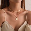 Reaky Boho Layered Necklaces Gold Coin Choker Necklace 3 Pcs