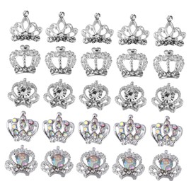 Mikinona Shiny Crown Nail Charms 50pcs Alloy Nail Sticker Diamond Decorations for DIY Manicure Random Style