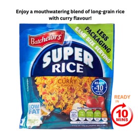 Easy to Cook Meal Which Includes: 5x Batchelors Savoury Instant Rice Curry Flavour (90g each) Bundled With 1 x Wooden Fork (Disposable) by Donny & Dev