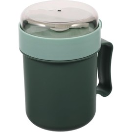 Taza de Avena a Prueba de Fugas con Tapa y Cuchara, Recipiente Portátil para Desayuno y Sopa, Material Seguro y Ecológico, Adecuado para Estudiantes y Comida para Llevar (verde