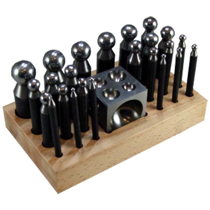 SE 25-Piece Doming Punch and Dapping Block Set with Wooden