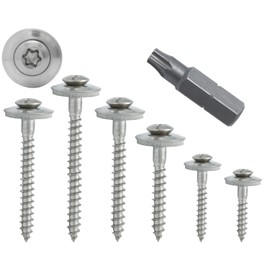 Stahlia Plumber Screws with Sealing Washer 4.5 x 60 mm Torx Tapping Screws (Pack of 100) Stainless Steel Screws Trapezoidal Sheet Metal Screws DIN 9171 Includes Bit TX20