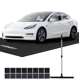 Aibiley Garage Floor Mats for Under Car,Non-Slip Garage Flooring Parking Rugs,Heavy Duty Waterproof PVC Rubber Containment Mat,Protect from Snow,Oil,Ice,Rain,Muds,with Telescoping Squeegee,7'9"x16'