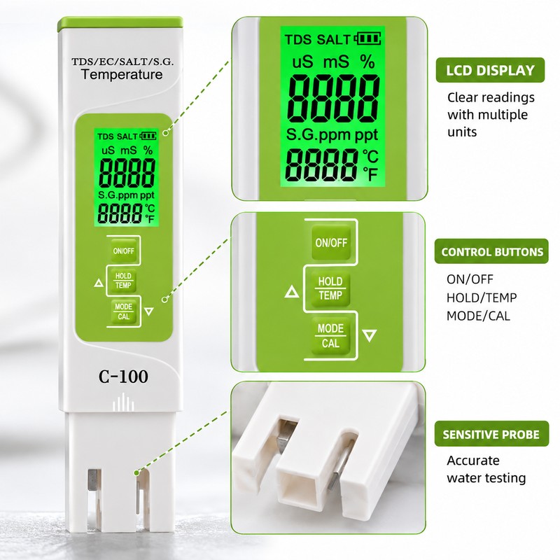 5-in-1 Digital Water Quality Tester for Hydroponics & Aquariums –