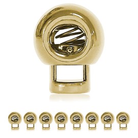 Ganzoo Cord Stoppers Metal / Set of 8 / 4 mm Hole / L 20 x W 15 mm / Cord Clamp / Round Shape (1 Hole) for Ropes / Paracord 550 / Reep Cord / Jackets / Hand Bags / Colour: Gold