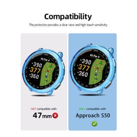 [2 Pack] Case for Garmin Approach S50 Smartwatch,a Hollow-Out Design,Shockproof,BOVUGAC All Around TPU Protective Case Cover for Garmin Approach S50 Watch Accessories-Clear Blue