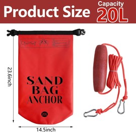 RunNico 2 Set 20L 500D Sand Anchor for Floating, 2 in 1 PWC Jetski Anchor Kit with Adjustable Buoy, Waterproof Dry Bag for Water Sports Jet Ski Kayaks Boat Watercraft and Canoe