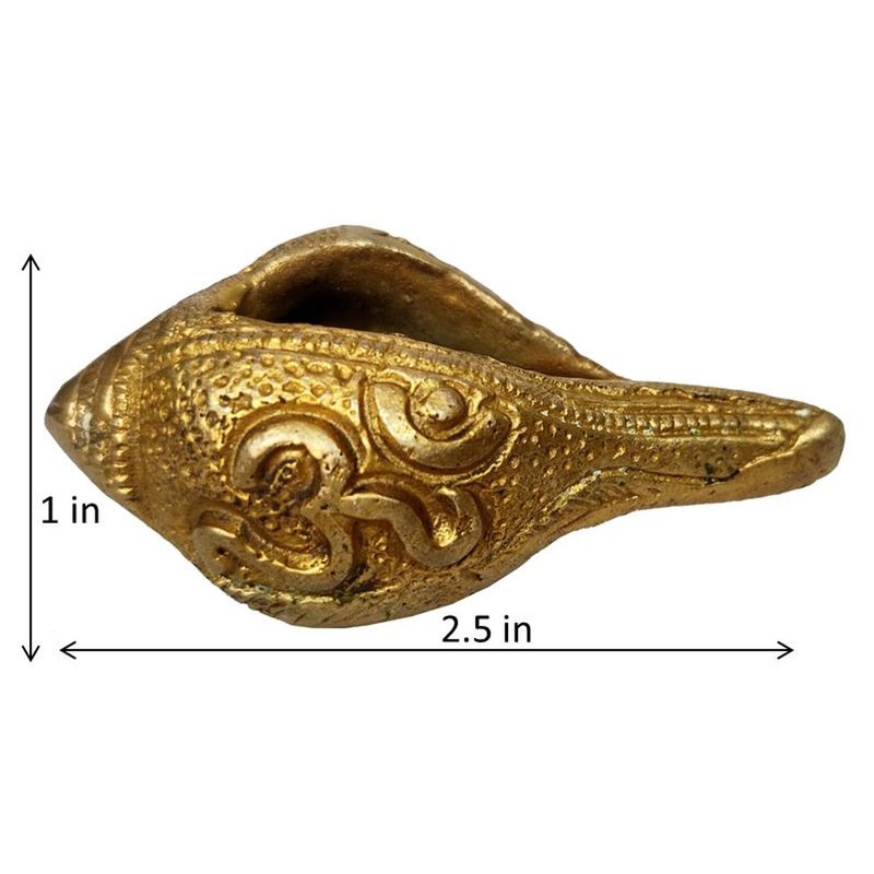 Purpledip Brass Shankha: Holy Conch Design Small Idol with Hindu