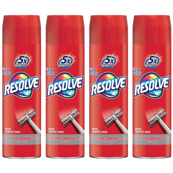Resolve High Traffic Carpet Foam, 88 oz (4 Cans x 22 oz), Cleans Freshens Softens & Removes Stains