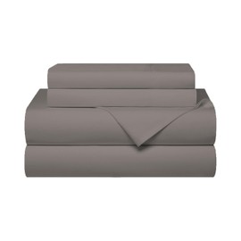 Lukeville Luxury Linen Super Soft and Lightweight Microfiber 4-Piece Bed Sheet Set | Easy Care, 15-Inch Deep Pockets, Hotel Collection Bed Sheets, Cooling Sheets, King Size, Dark Grey Solid
