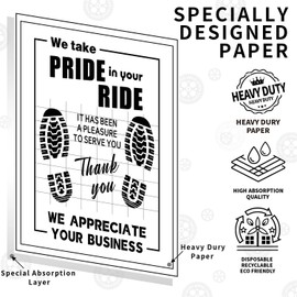 100Pcs Paper Floor Mats for Cars, Disposable White Automotive Floor Mats Kraft Paper, Waterproof Car Foot Pads Protective Papers, Thank You Mats for Car Detailing, Auto Dealership (20" x 16")