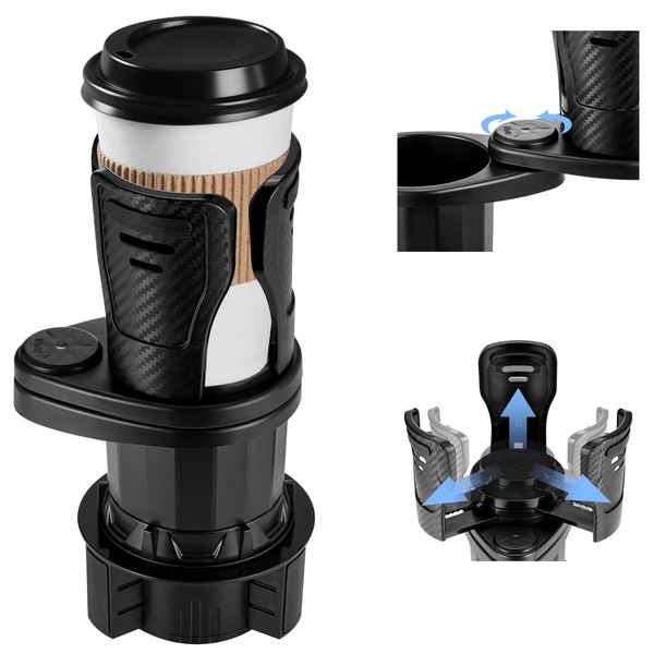 JIZZU Car Cup Holder Expander Rotatable, Drink Holder Bottle Holder