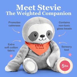 Lilly's Love Weighted Stuffed Animal, 5lb | Sensory Plush for Kids & Adults | Machine Washable Plushie w/Removable Inner | Calming Weighted Stuffed Animal for Anxiety, Stevie The Sloth