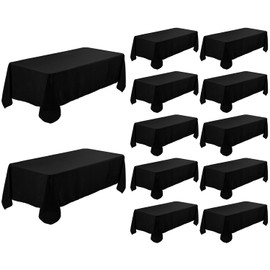 12 Pack Black Tablecloth 60 x 102 Inch, Bulk 6 Foot Rectangle Table Clothes, Washable Polyester Fabric Table Covers for Wedding, Party, Reception, Banquet