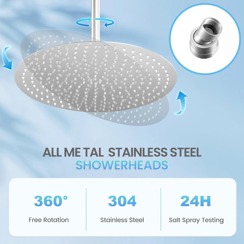 KINLIV 16 inch Ceiling Round Rain Shower Head Brushed Nickel