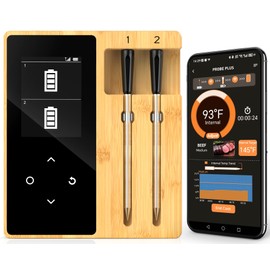 Smart Accurate Wireless Meat Thermometer - 2 Probes for BBQ, Smoking, Grilling, Cooking with Real-Time Alerts, Long Range Bluetooth, Dishwasher Clean, Waterproof for Indoor Outdoor Kitchen Use