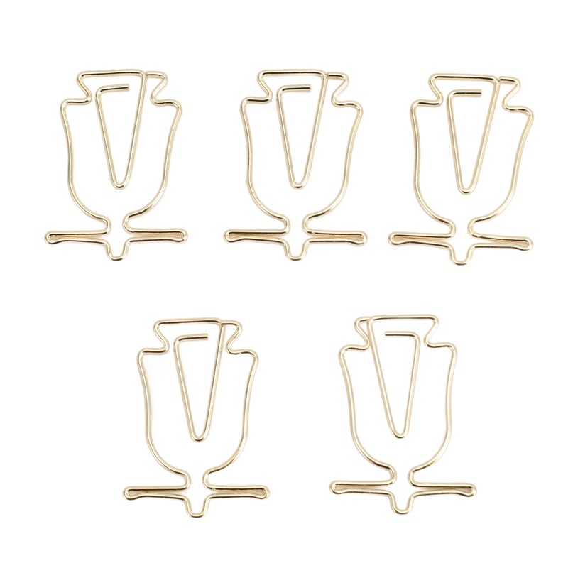 100Pcs Gold Paper Clips Cute Shape Stainless Steel Multifunction Metal