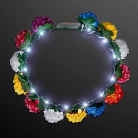 FlashingBlinkyLights Rainbow LED Lighted Floral Wreath Flower Crown Light Up Headband (Party Set of 12)
