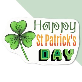 4 x Small 50mm 'St Patrick's Day Greeting' Permanent Sticker Decals for Cars/Windows/Bins/Walls etc (DW00109384)