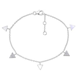 Diamond Treats Triangle Charm Bracelet for Women 925 Sterling Silver with FLAWLESS Cubic Zirconia. This Adjustable Length Ladies Bracelet is the Perfect Jewellery Gift for Women.