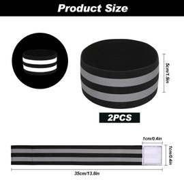 IHLOOTD Hosenklammer Fahrrad, Elastisch Reflektorband, Reflektierende Armband, Reflektorbänder mit Klettverschluss, Hosenschutz Fahrrad mit Starken Reflektorstreifen für Radfahren Joggen (2 Stück)