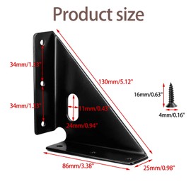 4 Pcs Heavy Duty Gusset Joints, Trapezi Corner Code, Bracket Corner Brace Bracket Fasteners, Furniture Shelf Support Joint Fasteners for Table, Chair Cabinet Bed Stabilization (Black)