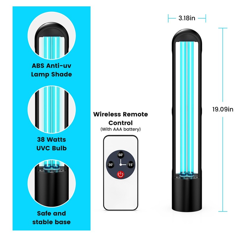 ZETAWALE UV Light Sanitizer, Ultraviolet Lamp with Remote Control for