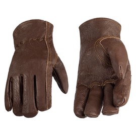 AMERICAN FUR Premium Buffalo Leather Gloves,Unlined Work Gloves (Brown/Cognac) (2XL)